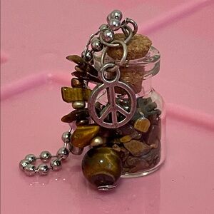 Glass Vile, Peaceful Intent Keychain w/ Golden Tigers Eye
